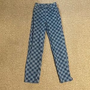 Checkered denim jeans H&M